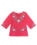 Coral Embroidered Cotton Blend Bohemian Blouses 3/4 Sleeves for Fiestas and All Occasions  (S-3XL) $8 Per Piece. MT804
