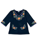 Black Embroidered Cotton Blend Bohemian Blouses 3/4 Sleeves for Fiestas and All Occasions  (S-3XL) $8 Per Piece. MT804