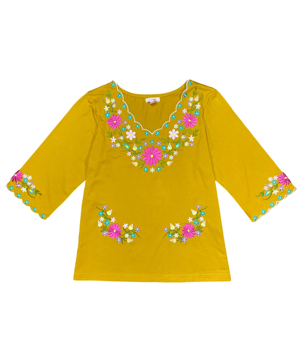 Honey Embroidered Cotton Blend Bohemian Blouses 3/4 Sleeves for Fiestas and All Occasions  (S-3XL) $8 Per Piece. MT804