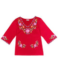 Red Embroidered Cotton Blend Bohemian Blouses 3/4 Sleeves for Fiestas and All Occasions  (S-3XL) $8 Per Piece. MT804