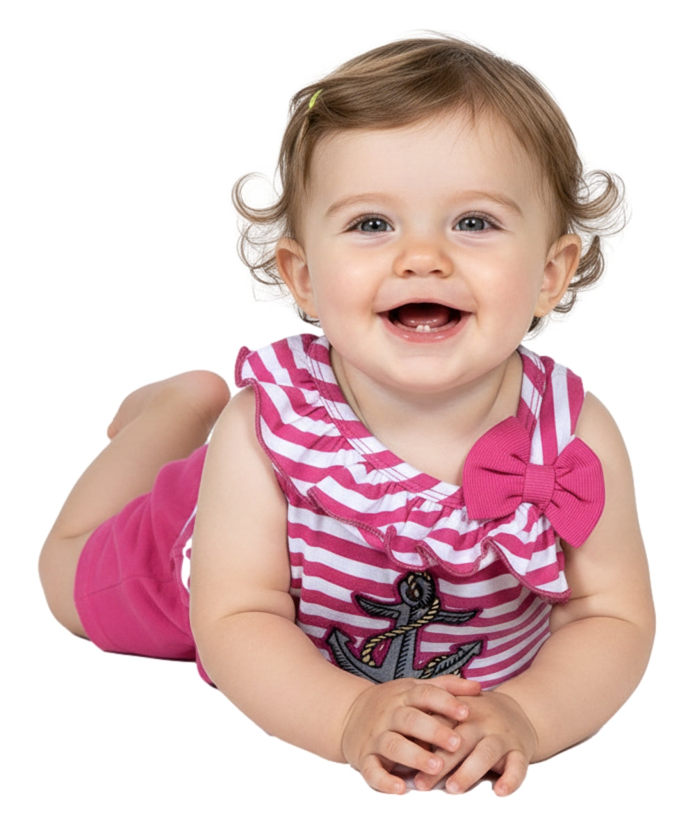 Stripe Anchor Asymmetrical Romper (12m-24m) $4, (2-7) $5.00 Per Piece. RP19118