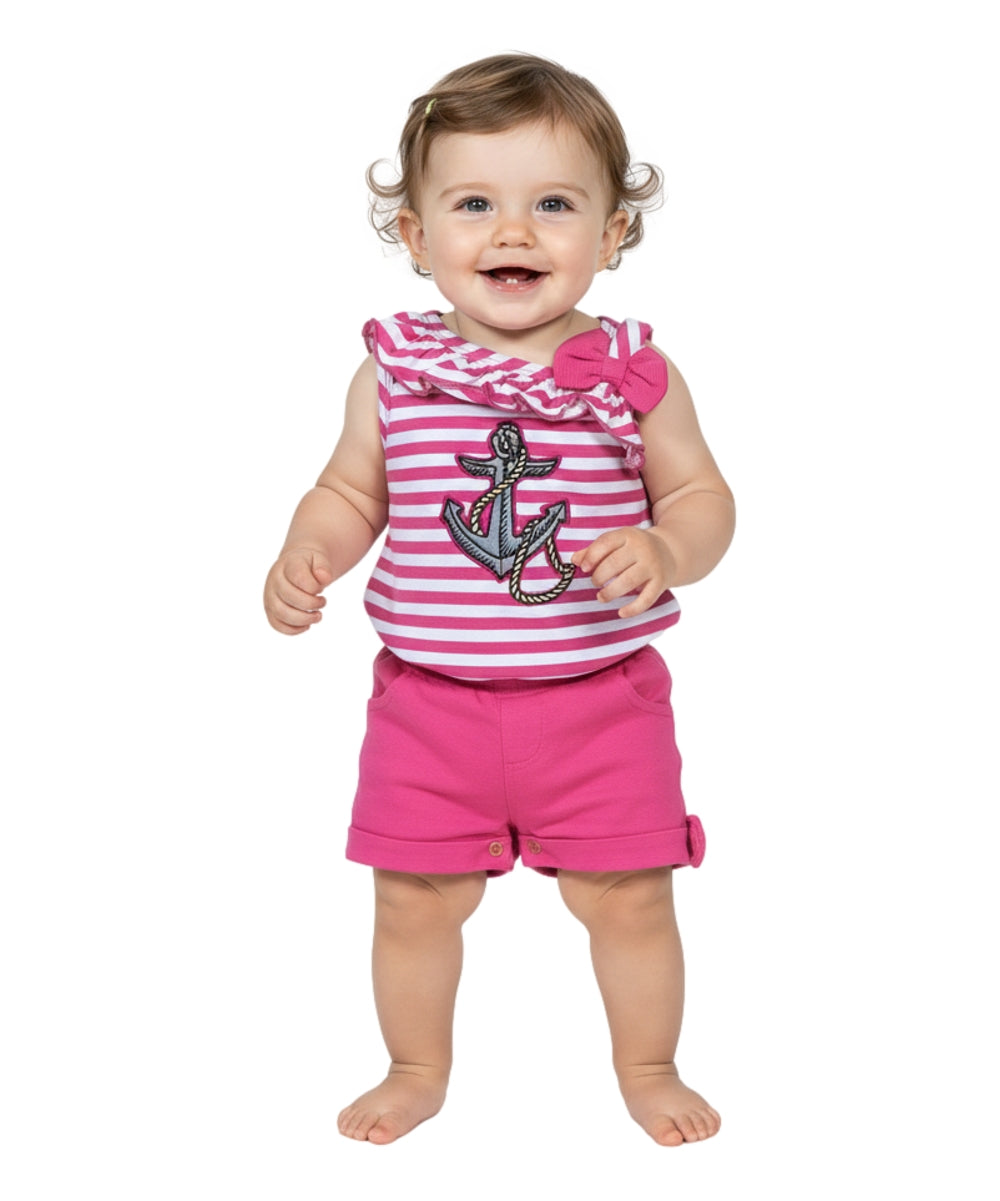 Stripe Anchor Asymmetrical Romper (12m-24m) $4, (2-7) $5.00 Per Piece. RP19118