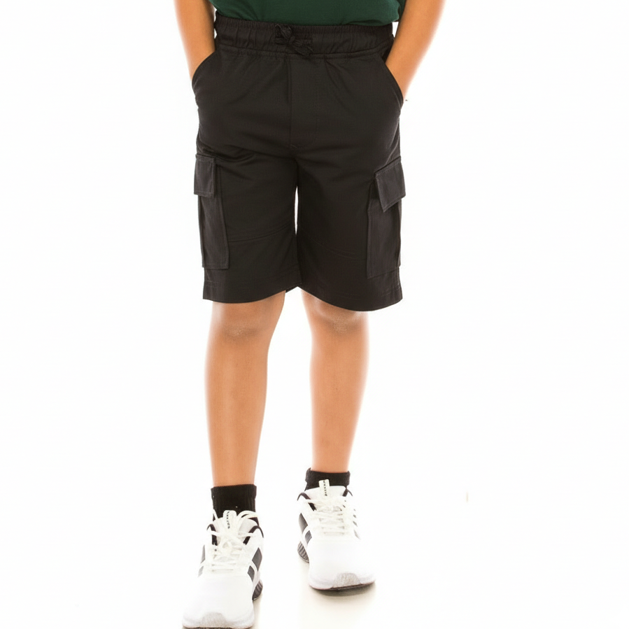 Boys Uniform All Elastic Cargo Short Navy, Khaki, Black (4-16) $6.75 Per Piece SCG33