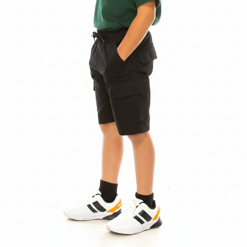 Boys Uniform All Elastic Cargo Short Navy, Khaki, Black (4-16) $6.75 Per Piece SCG33
