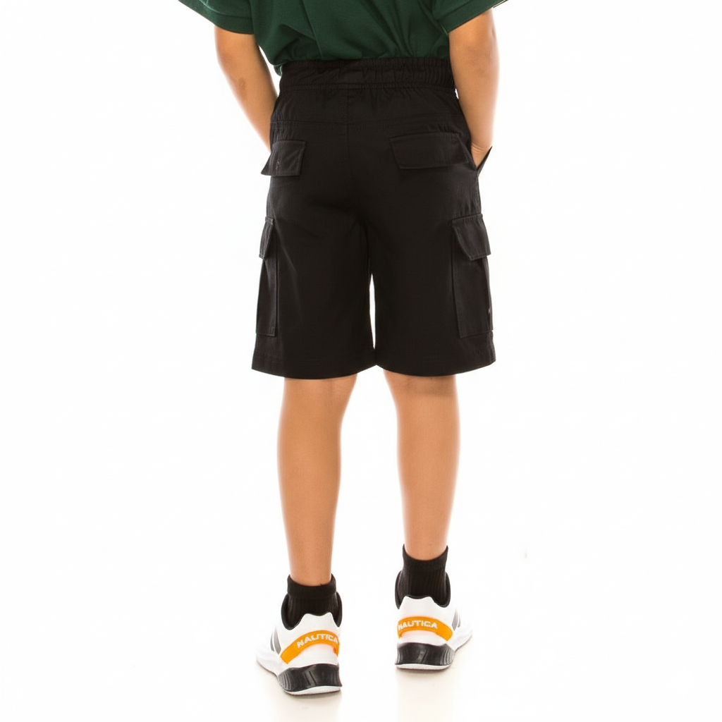 Boys Uniform All Elastic Cargo Short Navy, Khaki, Black (4-16) $6.75 Per Piece SCG33