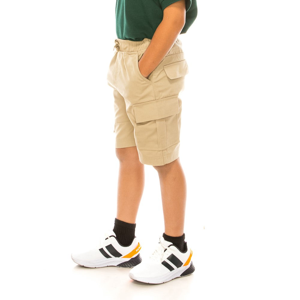 Boys Uniform All Elastic Cargo Short Navy, Khaki, Black (4-16) $6.75 Per Piece SCG33