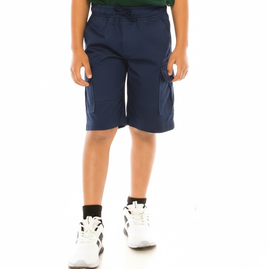 Boys Uniform All Elastic Cargo Short Navy, Khaki, Black (4-16) $6.75 Per Piece SCG33