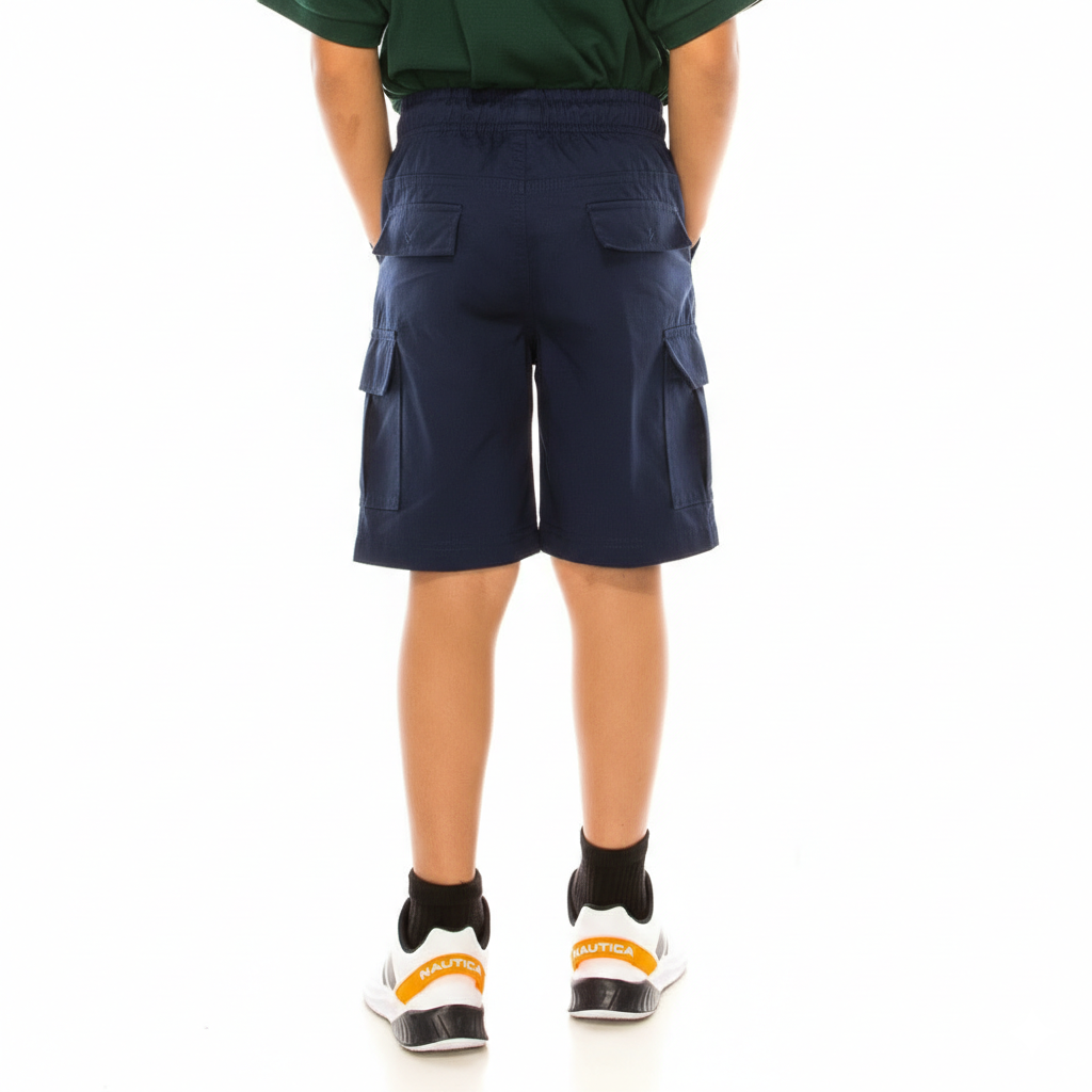 Boys Uniform All Elastic Cargo Short Navy, Khaki, Black (4-16) $6.75 Per Piece SCG33