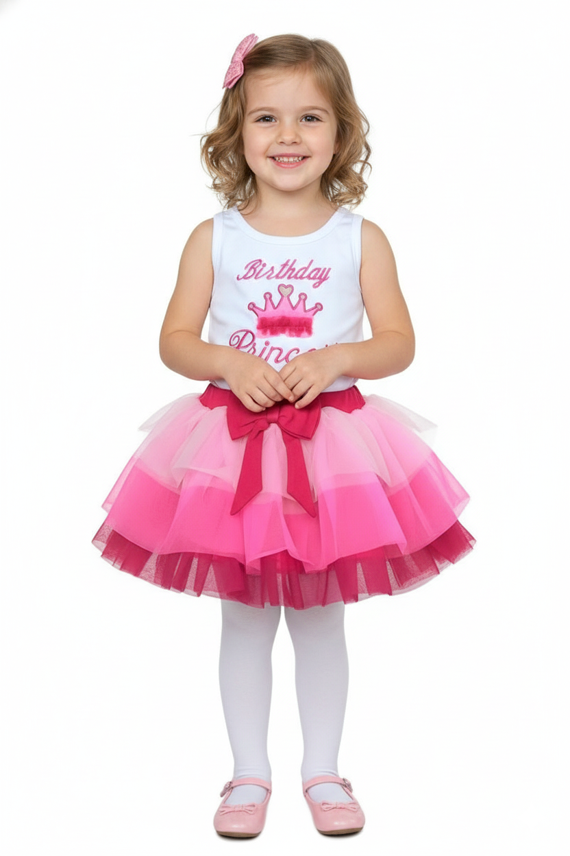 Girl Tulle Layered Birthday Princess Skirt Set size 5-8 $8.50 per piece. SK2090