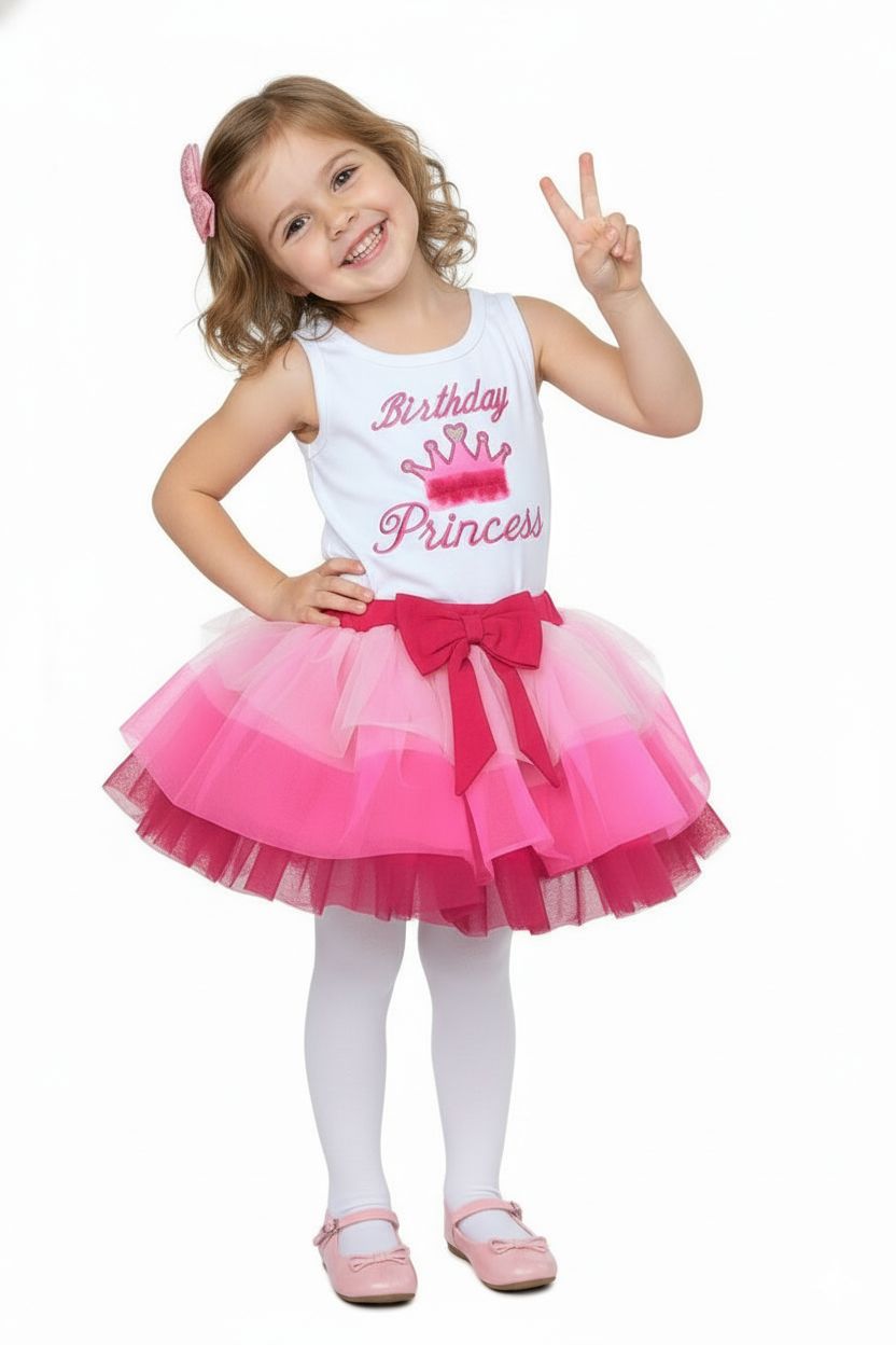 Girl Tulle Layered Birthday Princess Skirt Set size 5-8 $8.50 per piece. SK2090
