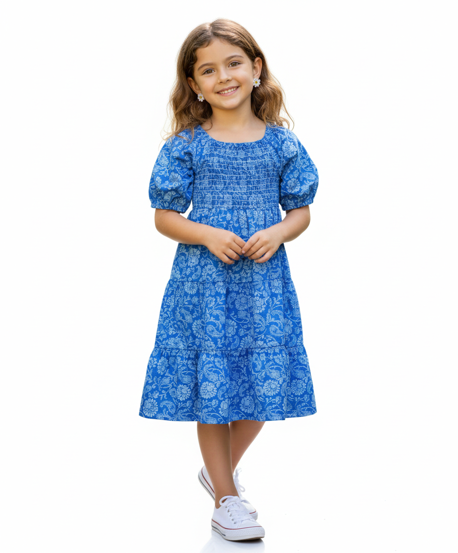 Girl Lined Chiffon Multi Tier Short Sleeve Dress (2-4), (5-8) $6.00 Per Piece. DR2234