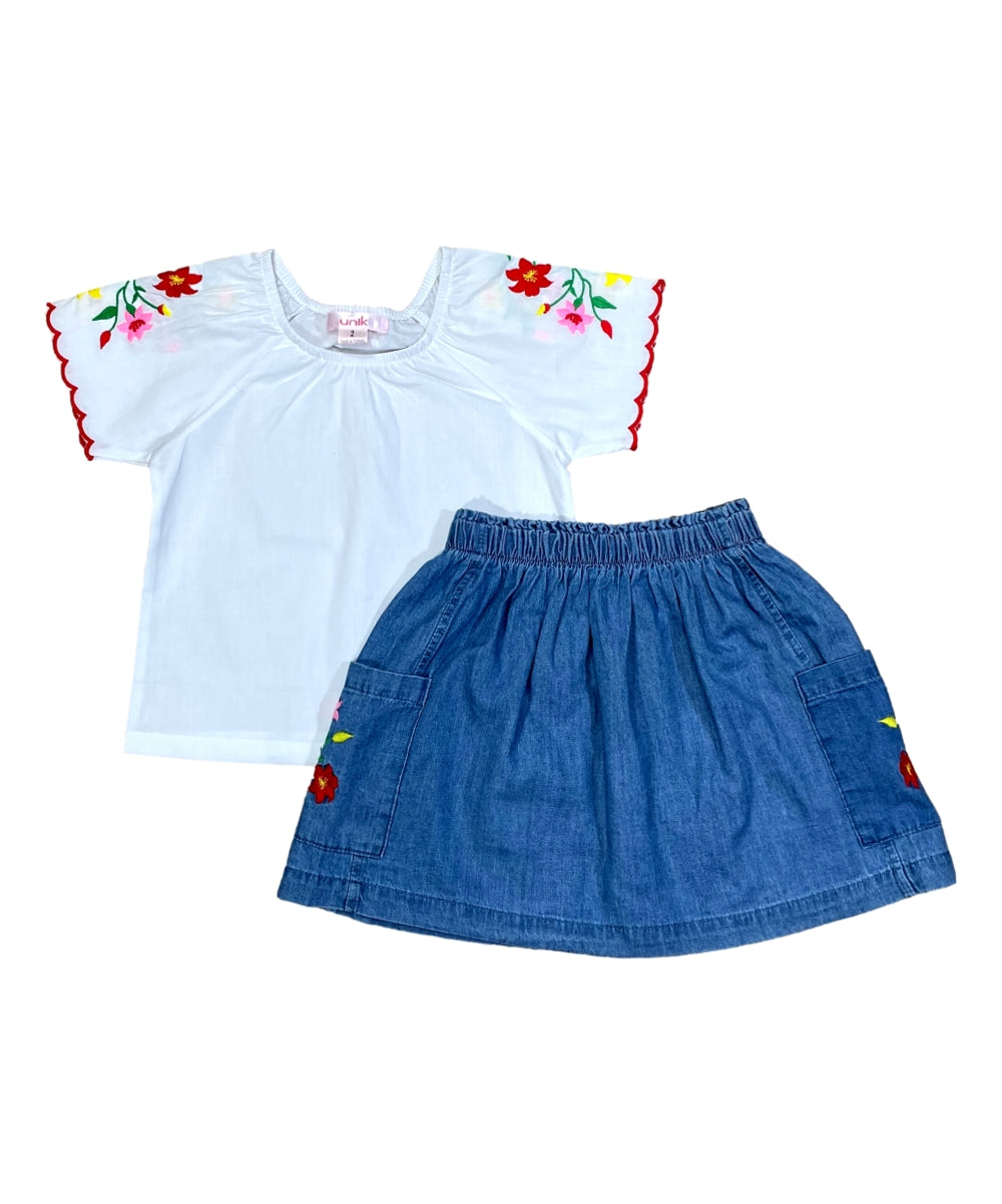 Girl Embroidered Skirt Set size (2-4), (5-8) $5.75 per piece. SK2294