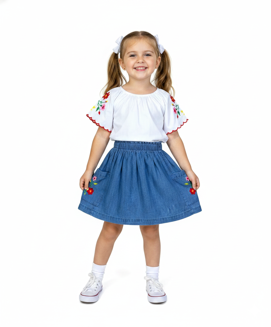Girl Embroidered Skirt Set size (2-4), (5-8) $5.75 per piece. SK2294