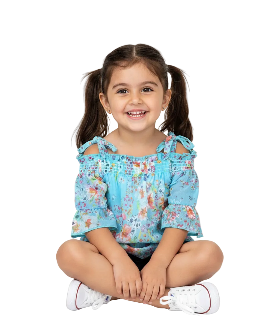 Girl Cold Shoulder Floral Short Set (2-4), (5-8) $6.00 per Piece SS2071