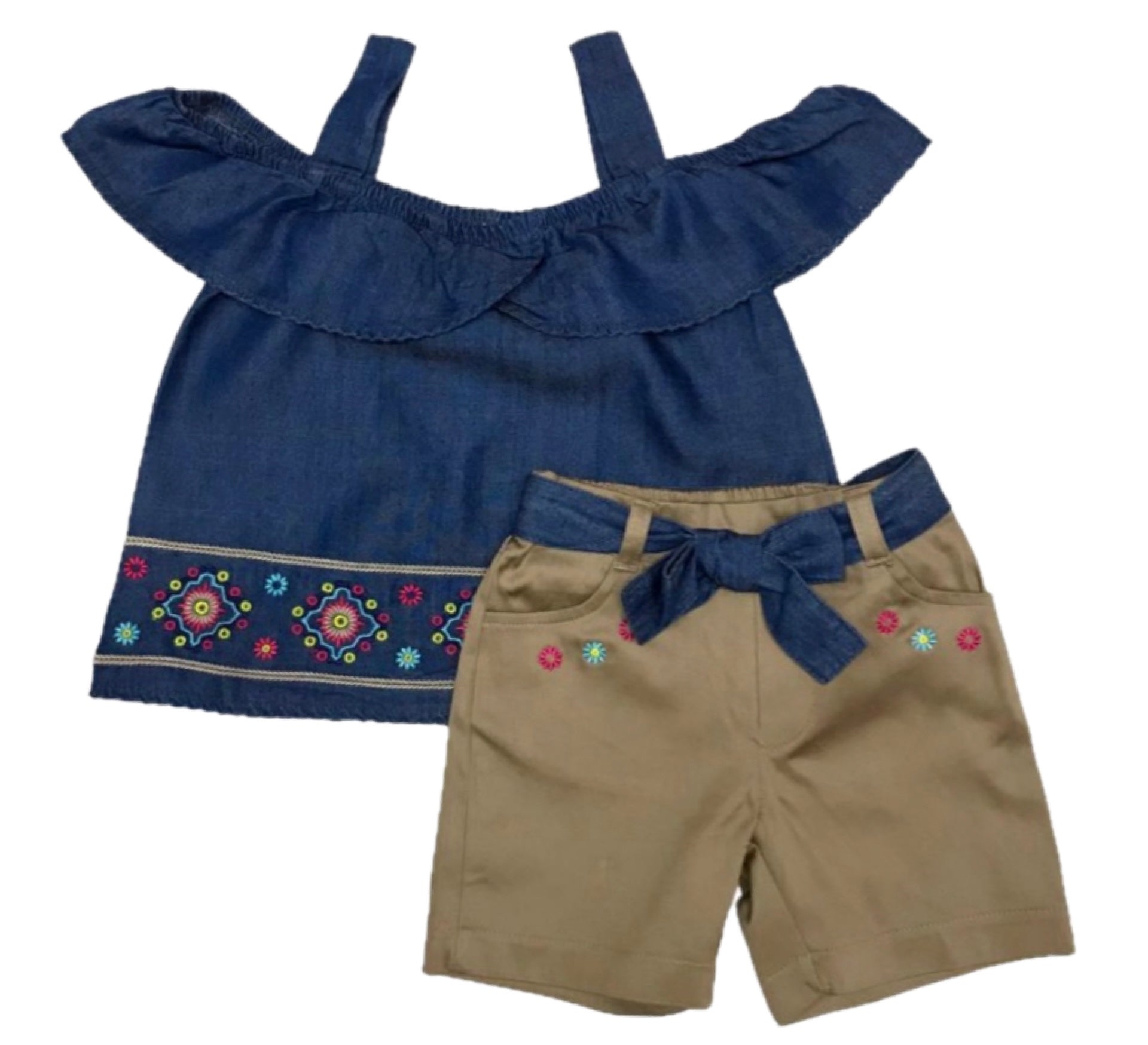 Girls Denim Embroidered Short Sets (2-4), (5-8)  $6.00 Per Piece SS2072