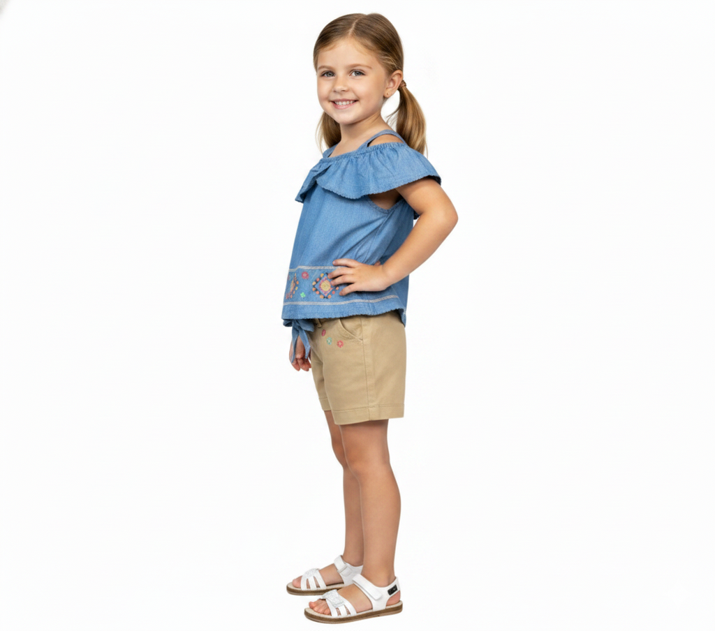 Girls Denim Embroidered Short Sets (2-4), (5-8)  $6.00 Per Piece SS2072
