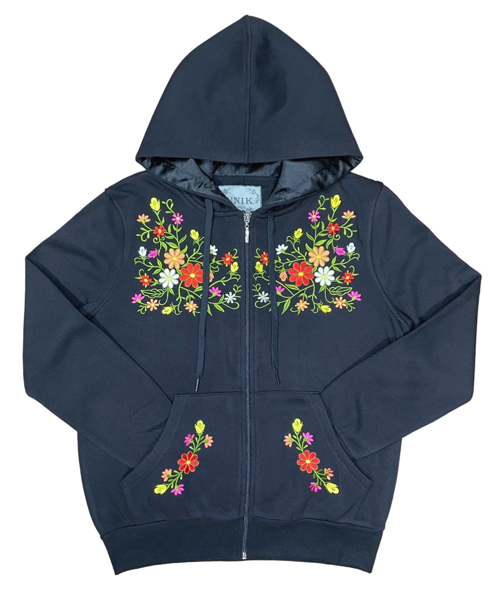 Premium Quality Embroidered Zip Up Hoodie - Black (S-XL) $12.25 Per Piece. WBT63