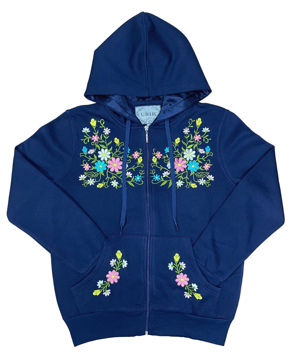 Premium Quality Embroidered Zip Up Hoodie - Navy (S-XL) $12.25 Per Piece. WBT63