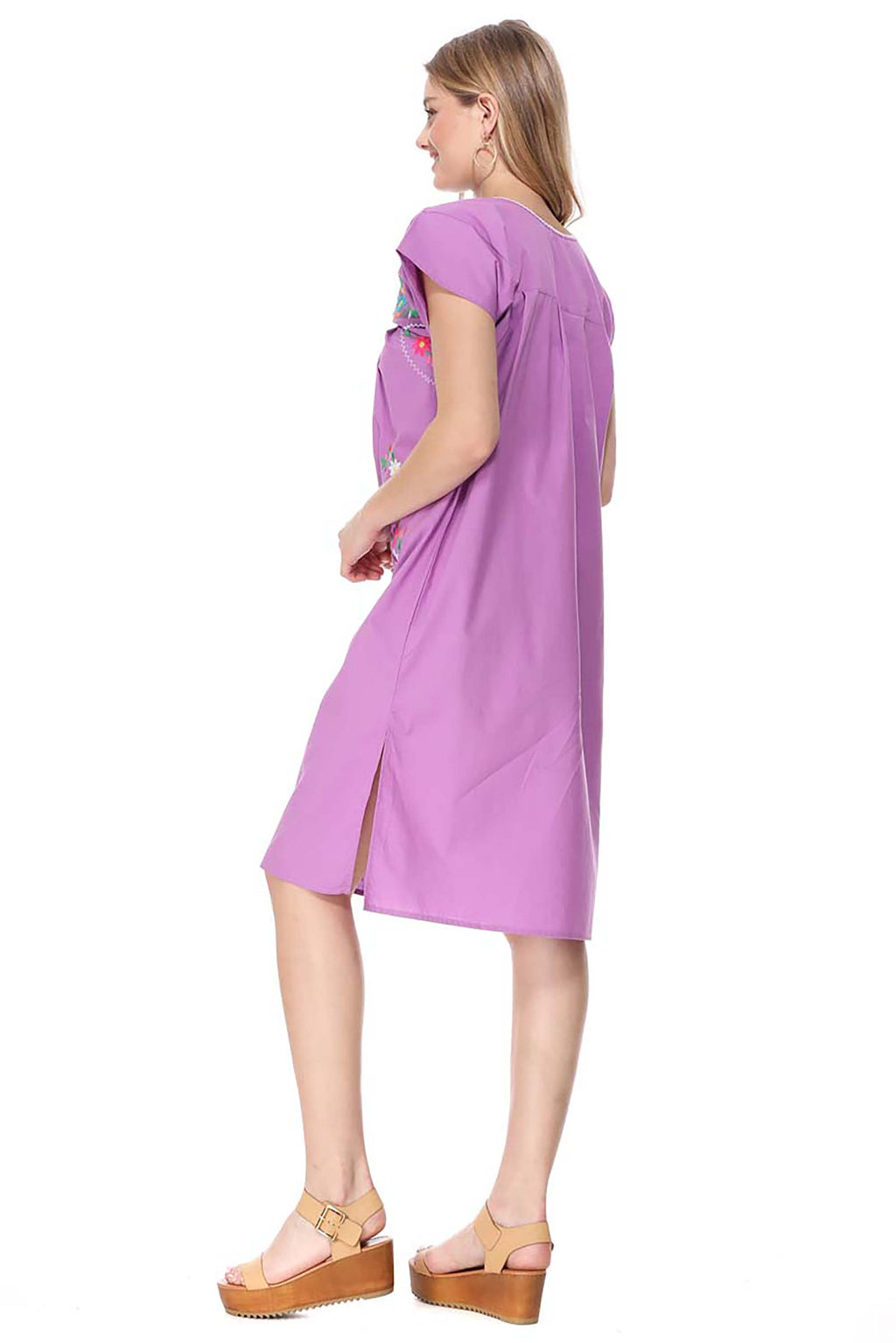 Traditional Lilac Mexican Women Embroidered Dress (S-3XL) $15 Per Piece. WD2058