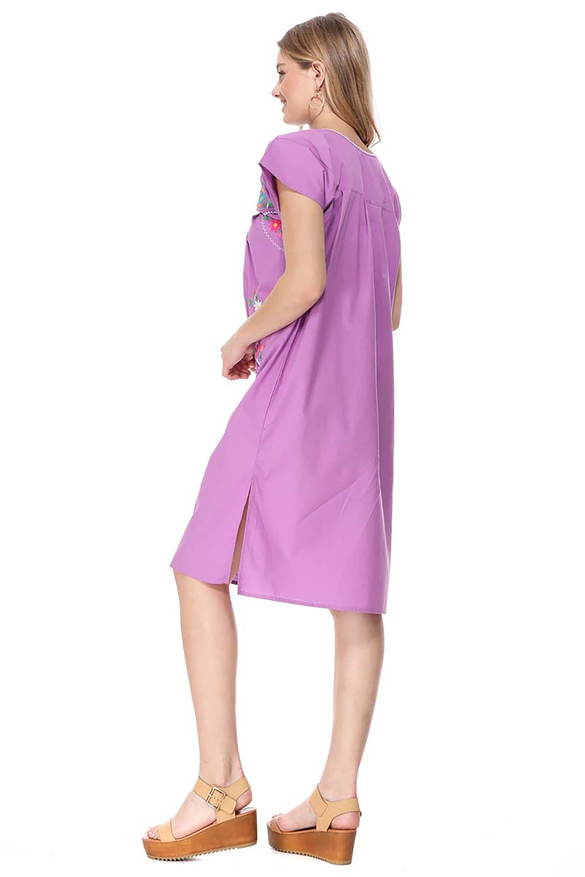 Traditional Lilac Mexican Women Embroidered Dress (S-3XL) $15 Per Piece. WD2058
