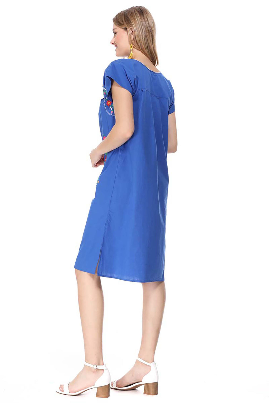 Traditional Royal Blue  Mexican Women Embroidered Dress (S-3XL) $15 Per Piece. WD2058