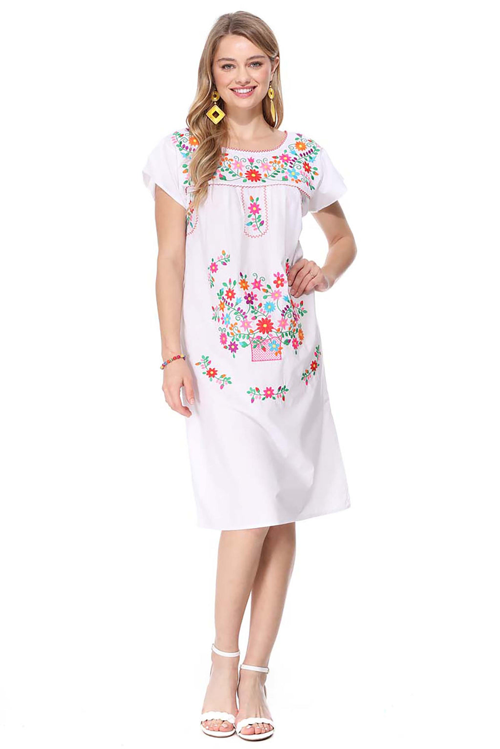 Traditional White Mexican Women Dress (S-3XL) $15 Per Piece. WD2058