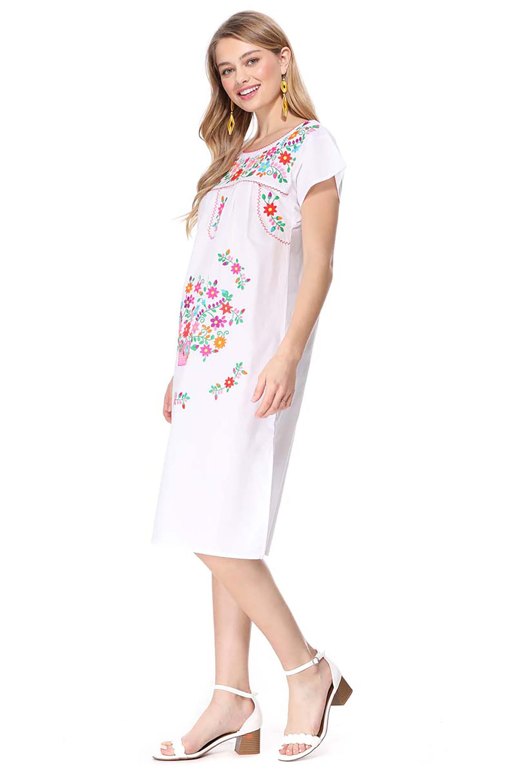Traditional White Mexican Women Dress (S-3XL) $15 Per Piece. WD2058