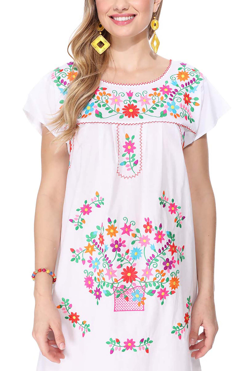 Traditional White Mexican Women Dress (S-3XL) $15 Per Piece. WD2058