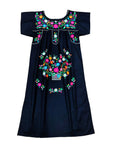 Traditional Black Mexican  Dress with Colorful Embroidery (S-3XL) $15 Per Piece. WD2058