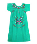 Traditional Mint Mexican Women Embroidered Dress (S-3XL) $15 Per Piece. WD2058