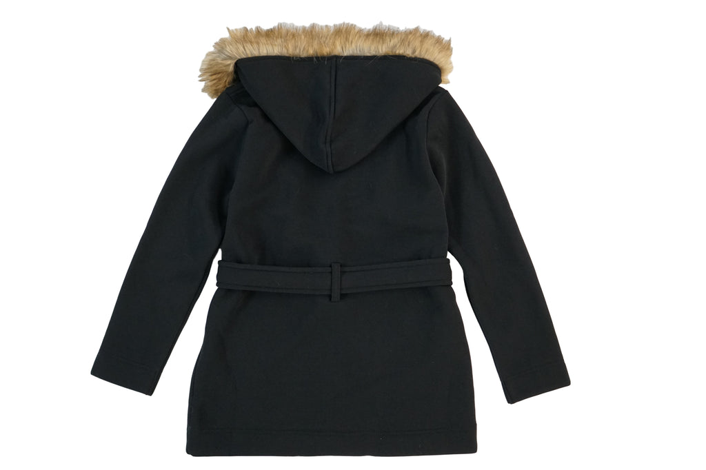 Women Fleece Coat with Fur Hood and Detachable Belt-Black (S-XL) $14 (2X-3X) $15 WJ511
