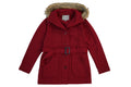 Women Fleece Coat with Fur Hood and Detachable Belt - D. Red (S-XL) $15.50 (2X-3X) $16.50 WJ16511