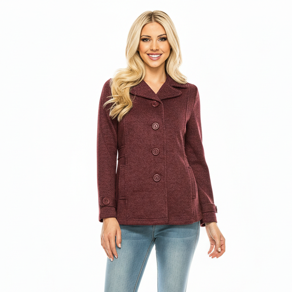 Women Burgundy Tweed Coats (S-XL) $8 Per Piece
