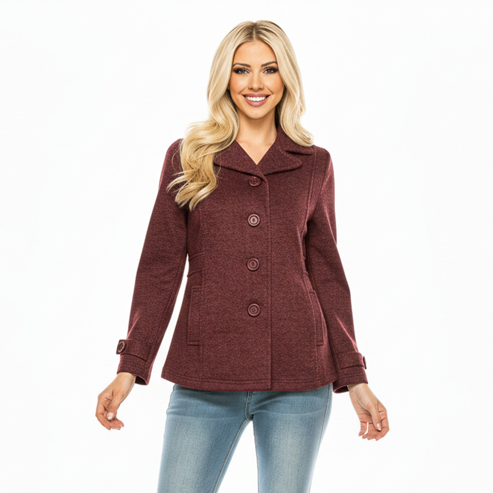 Women Burgundy Tweed Coats (S-XL) $8 Per Piece