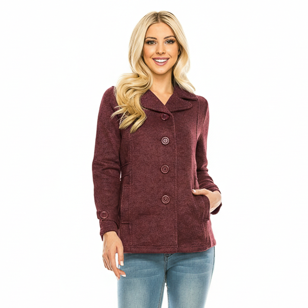 Women Burgundy Tweed Coats (S-XL) $8 Per Piece