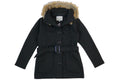 Women Fleece Coat with Fur Hood and Detachable Belt-Black (S-XL) $14 (2X-3X) $15 WJ511