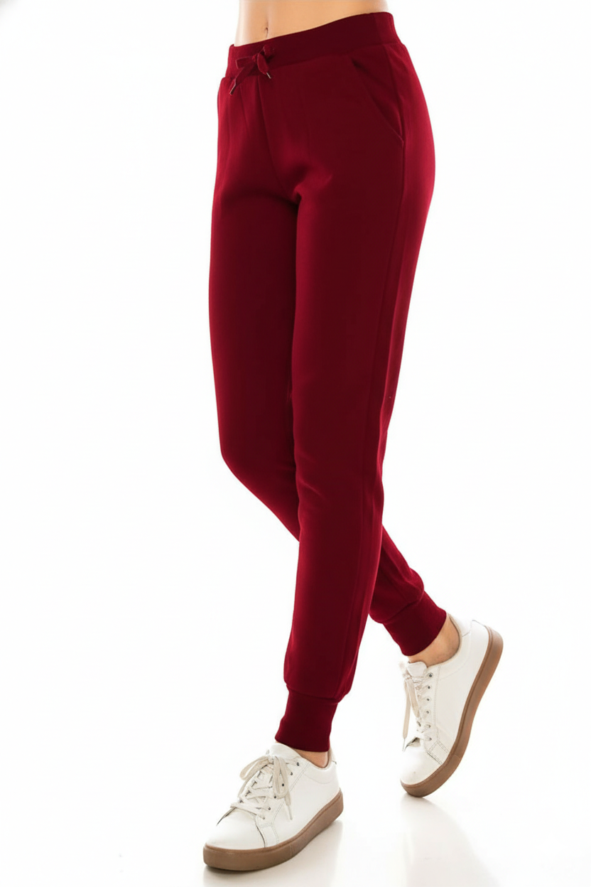 Women's Burgundy Joggers Sweat Pants With Drawstring Waist (S-XL) $7.00 Per Piece. WP31