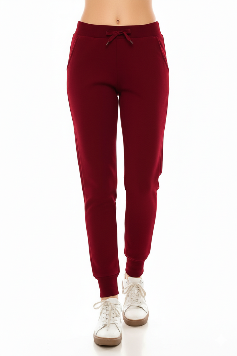 Women's Burgundy Joggers Sweat Pants With Drawstring Waist (S-XL) $7.00 Per Piece. WP31