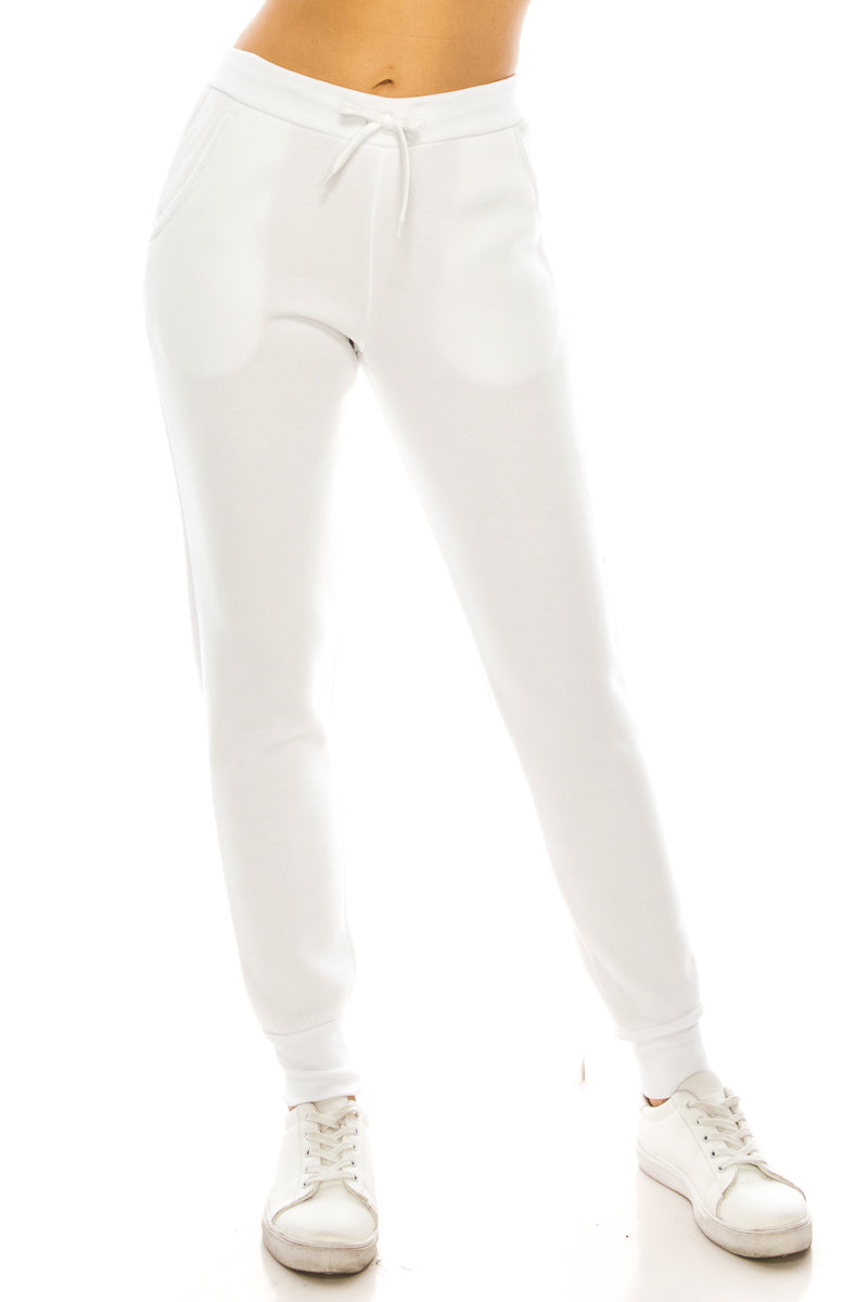 Women's White Joggers Sweat Pants With Drawstring Waist (S-XL) $7.00 Per Piece. WP31