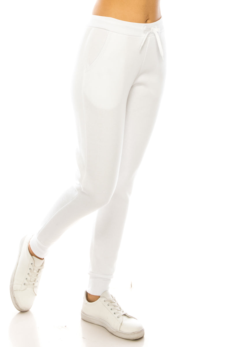 Women's White Joggers Sweat Pants With Drawstring Waist (S-XL) $7.00 Per Piece. WP31