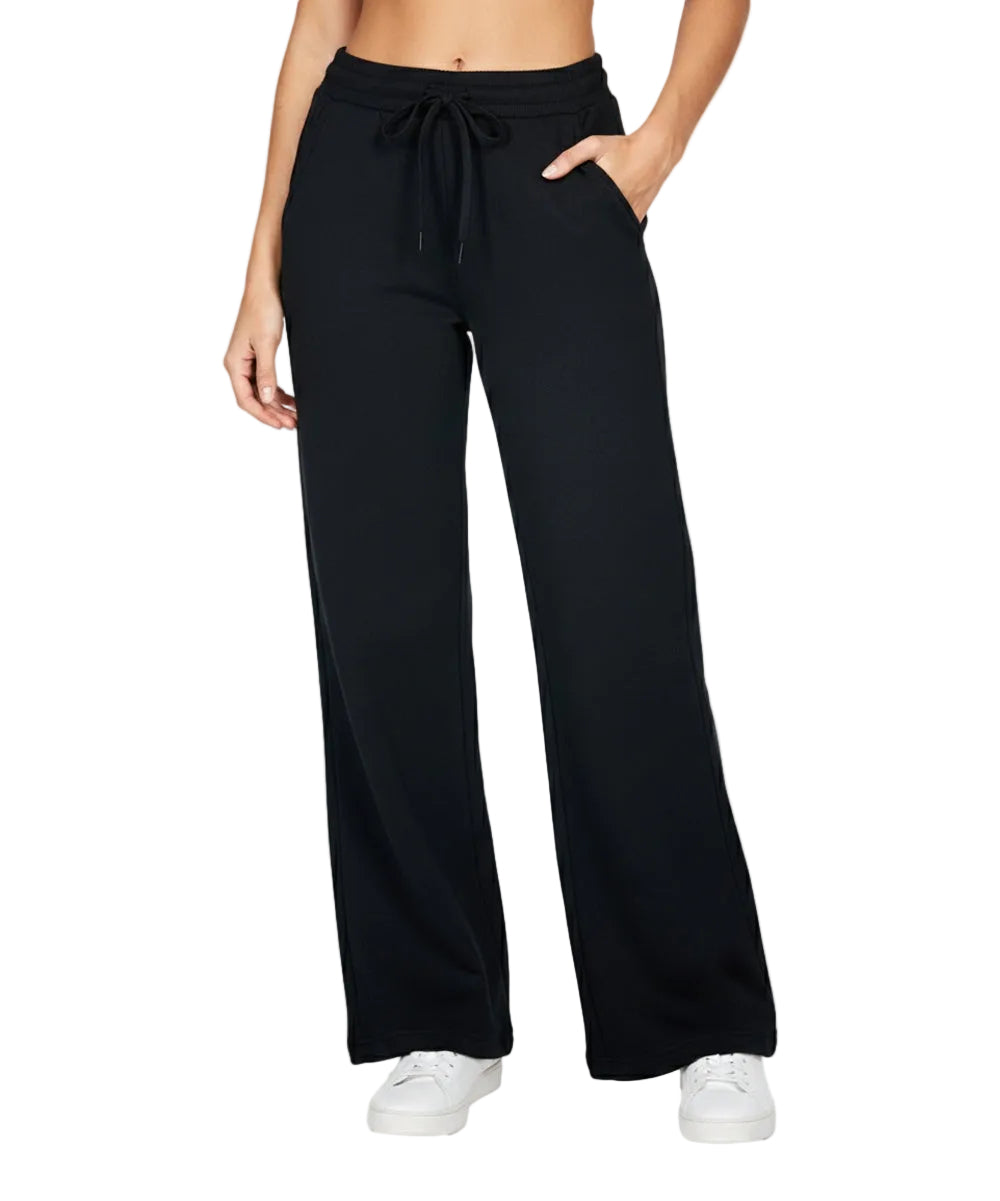 Women Fleece Flare Sweat Pants With Drawstring Waist - Black (S-XL) $7.25 Per Piece WP32