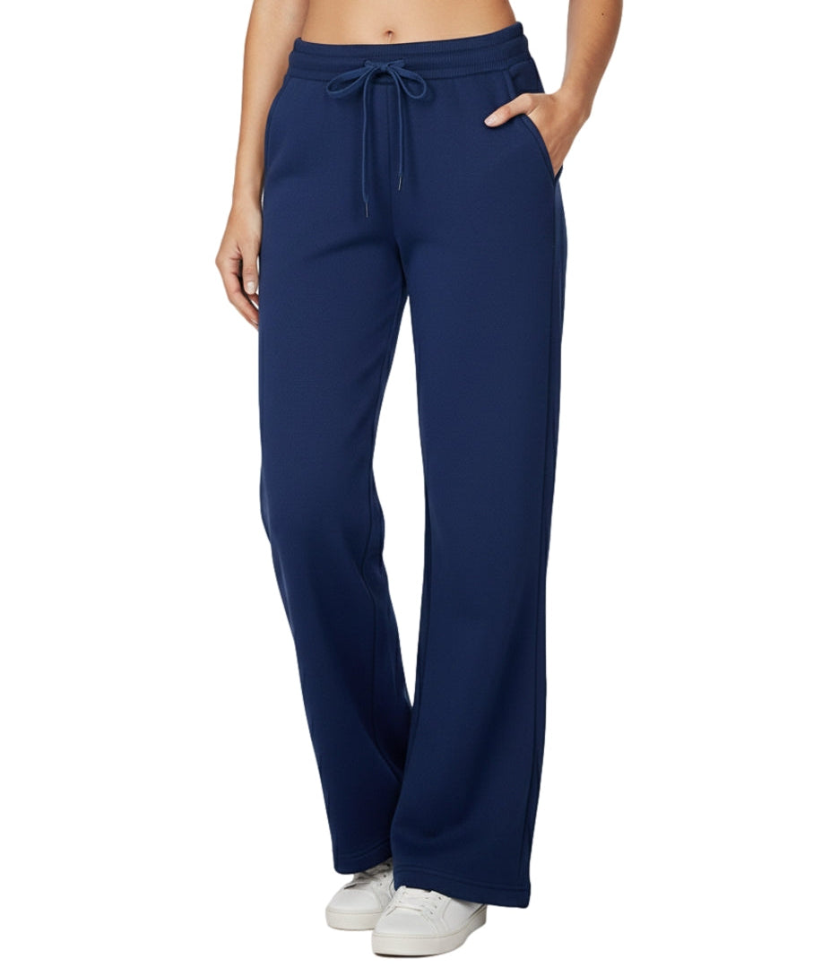 Women Fleece Flare Sweat Pants With Drawstring Waist - Navy (S-XL) $7.25 Per Piece WP32
