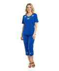 Women's Short Sleeve Rose Embroidered and Matching Capri Set (S-3X) $12.00 Per Set. WS08 Option B