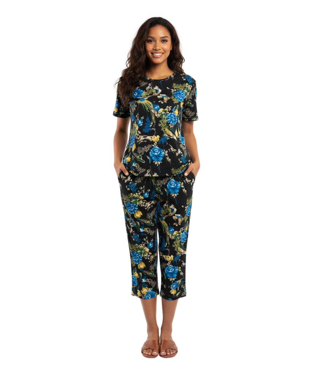 Blue Peonies Women Capri Set (S-3X) $12 per Set. WS11