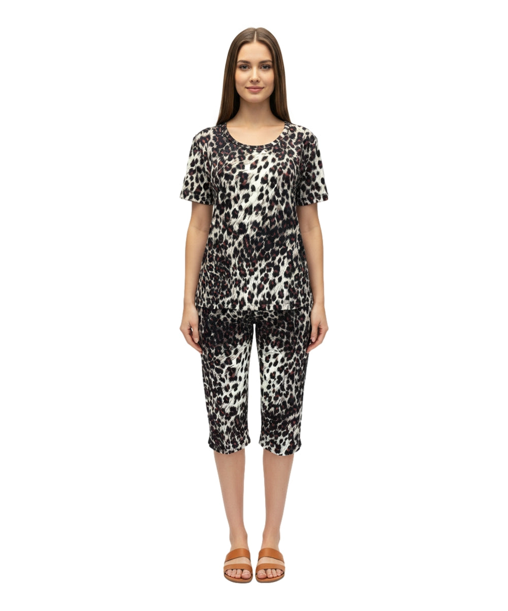 Leopard Prints Stretchy Women Capri Sets  (S-3X) $12 Per Set. WS11