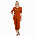 Women's Short Sleeve  Floral Embroidered and Matching Capri Set (S-3X) $12.00 Per Set. WS17 Option B