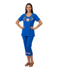 Women's Short Sleeve Hummingbird Floral Embroidered and Matching Capri Set (S-3X) $12.00 Per Set. WS18 Option B