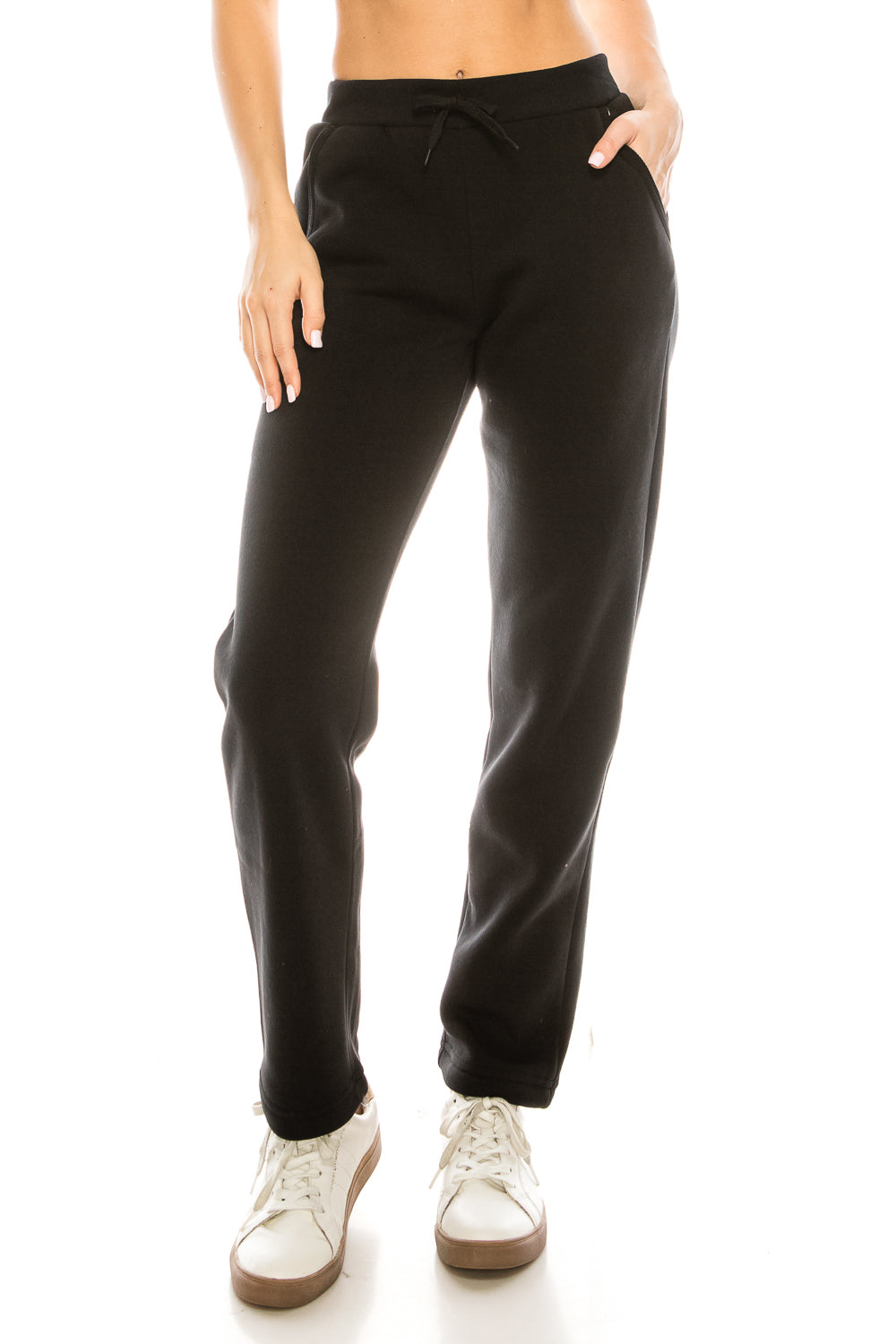 Women's Open Bottom Sweat Pants With Drawstring Waist Black (S-M-L-XL-2XL-3XL) $6-$6.50 Per Piece