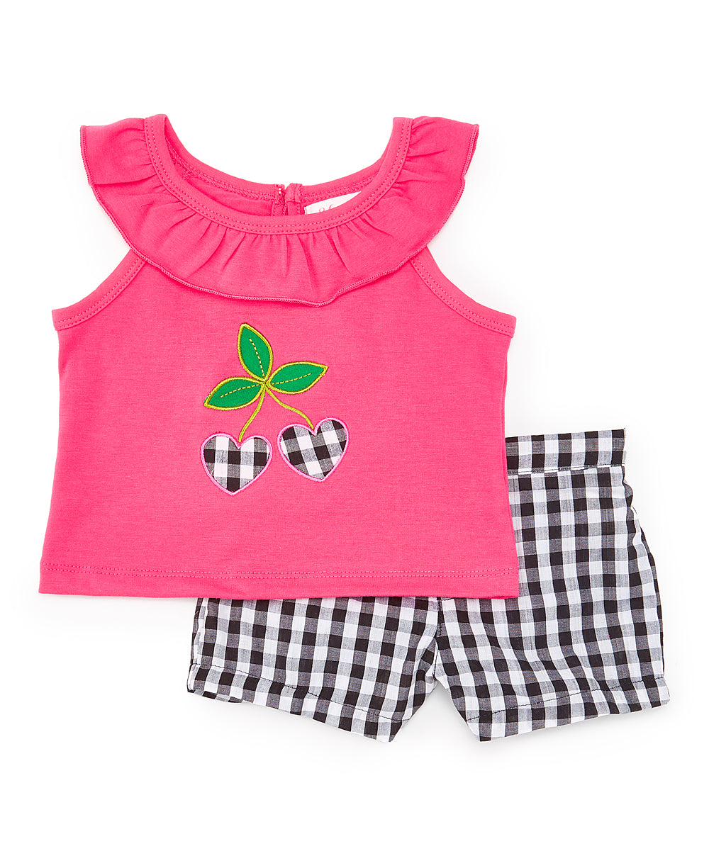 Round Neck Cherry Hearts Baby Set  ( 6/9MO-24MO ) $5 Per piece