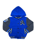 Boys Varsity Hooded Jacket With Patched Letter A - Royal Blue (2-4), (S-XL) $9.20-$10.50 Per Piece BJ1988